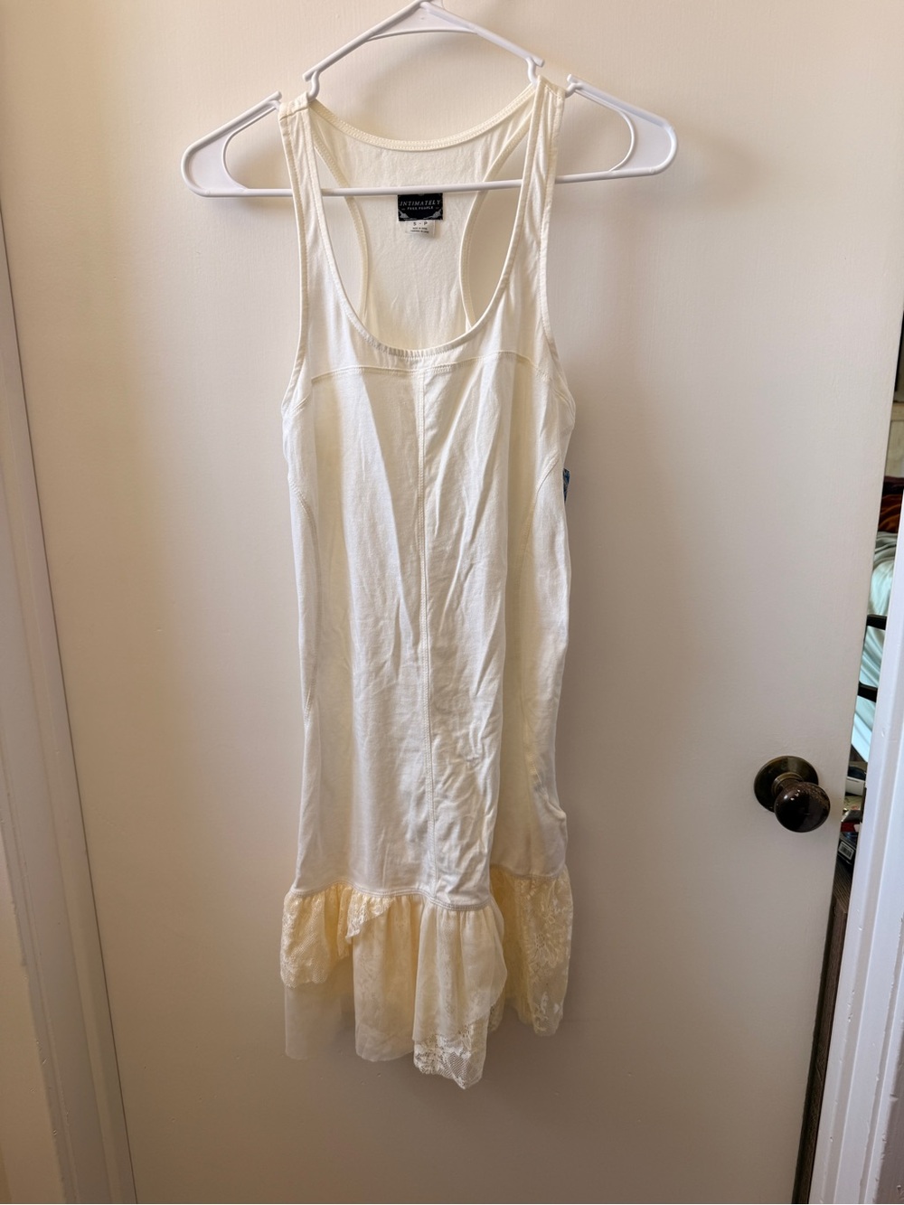 NWT Free People Cream Lace Ruffle Slip Tank Dress Boho S